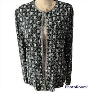 Vintage Papell Boutique Evening Black and Silver Sequins and Beaded Blazer